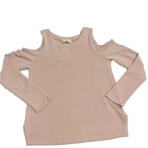 Everly Women's Blush Pink Cold Shoulder Soft Sweater Size M